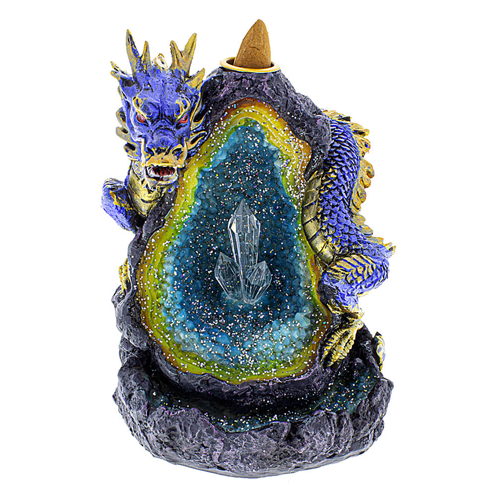 Dragon on Crystal Geode Backflow Incense Burner