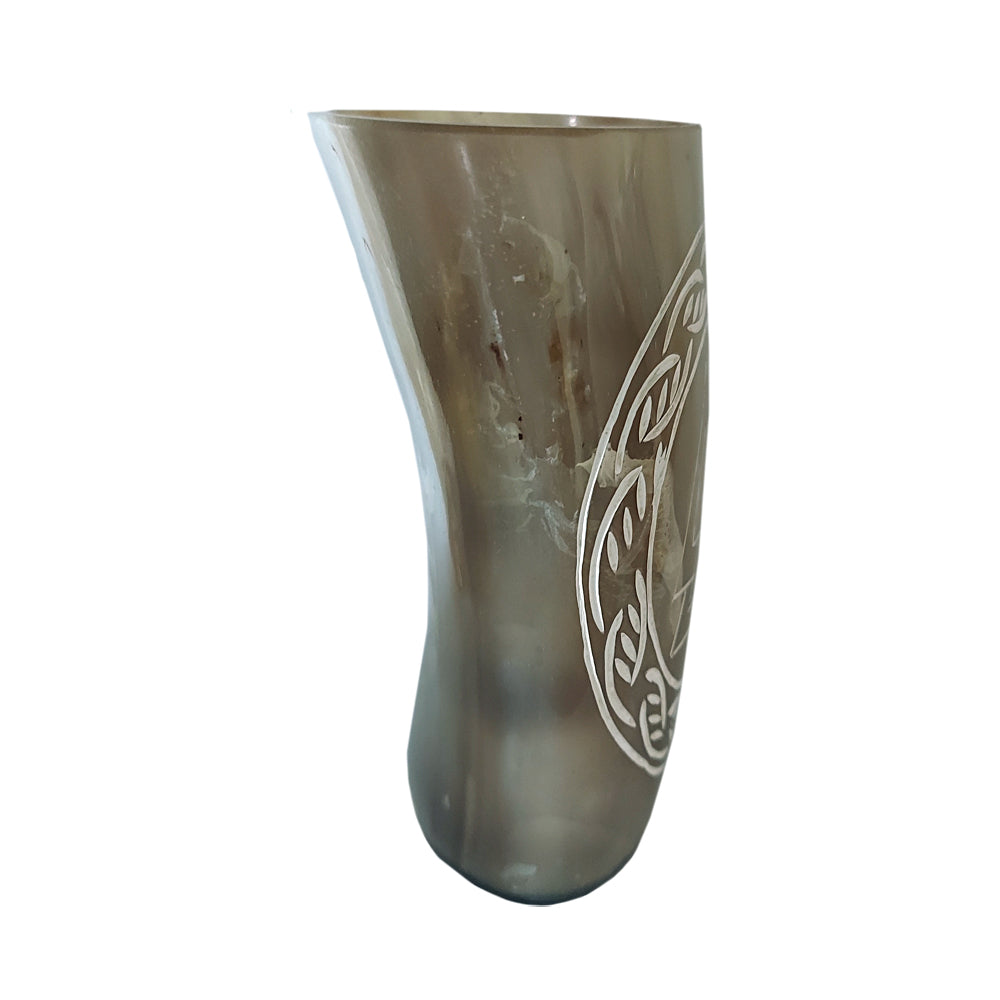 Handcrafted Natural Buffalo Horn Mug - Valknut
