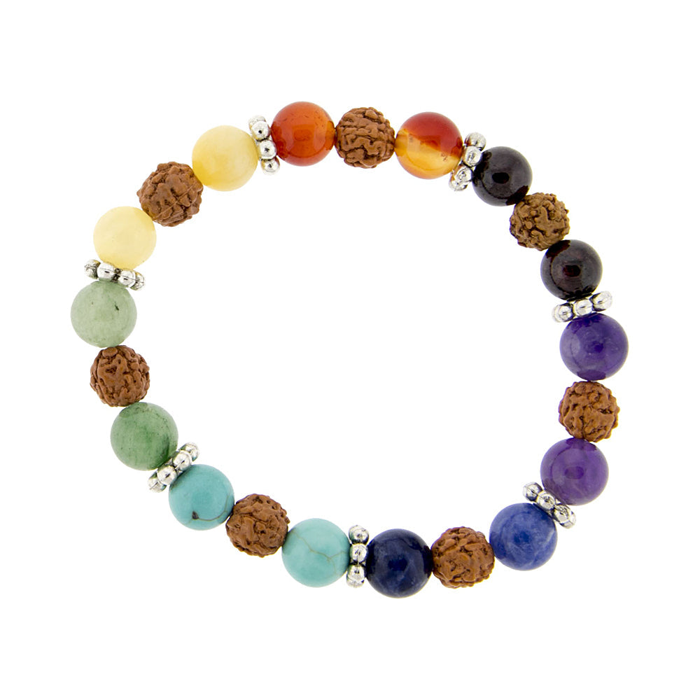 7 Chakra & Rudraksha Elastic bracelet 8mm