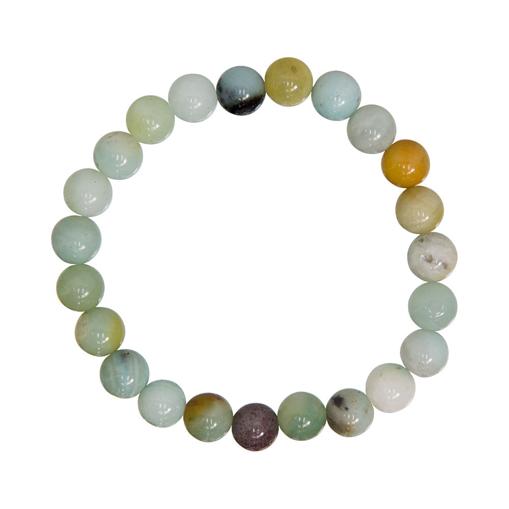 Elastic Bracelet 8mm Round Beads - Mixed Amazonite