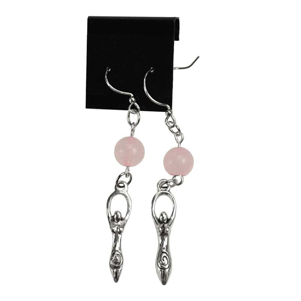 Rose Quartz Goddess Earrings