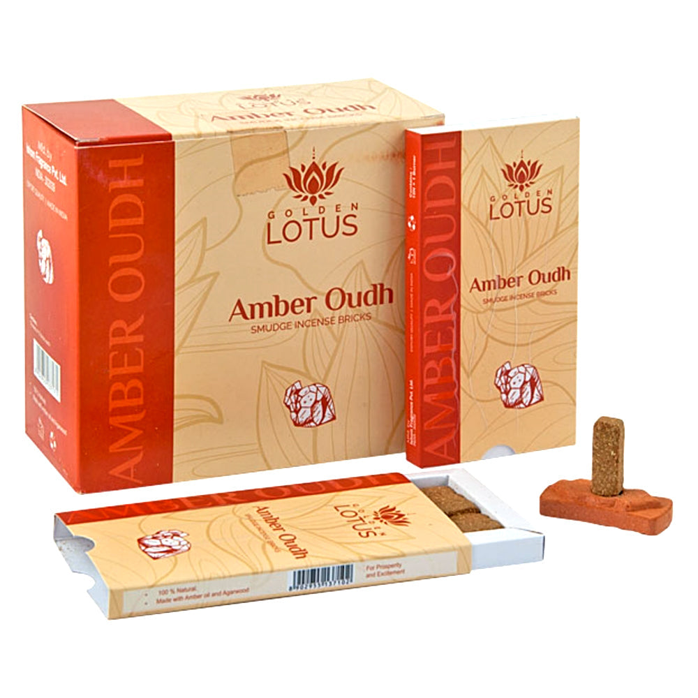Golden Lotus Amber Oudh Smudge Incense Bricks