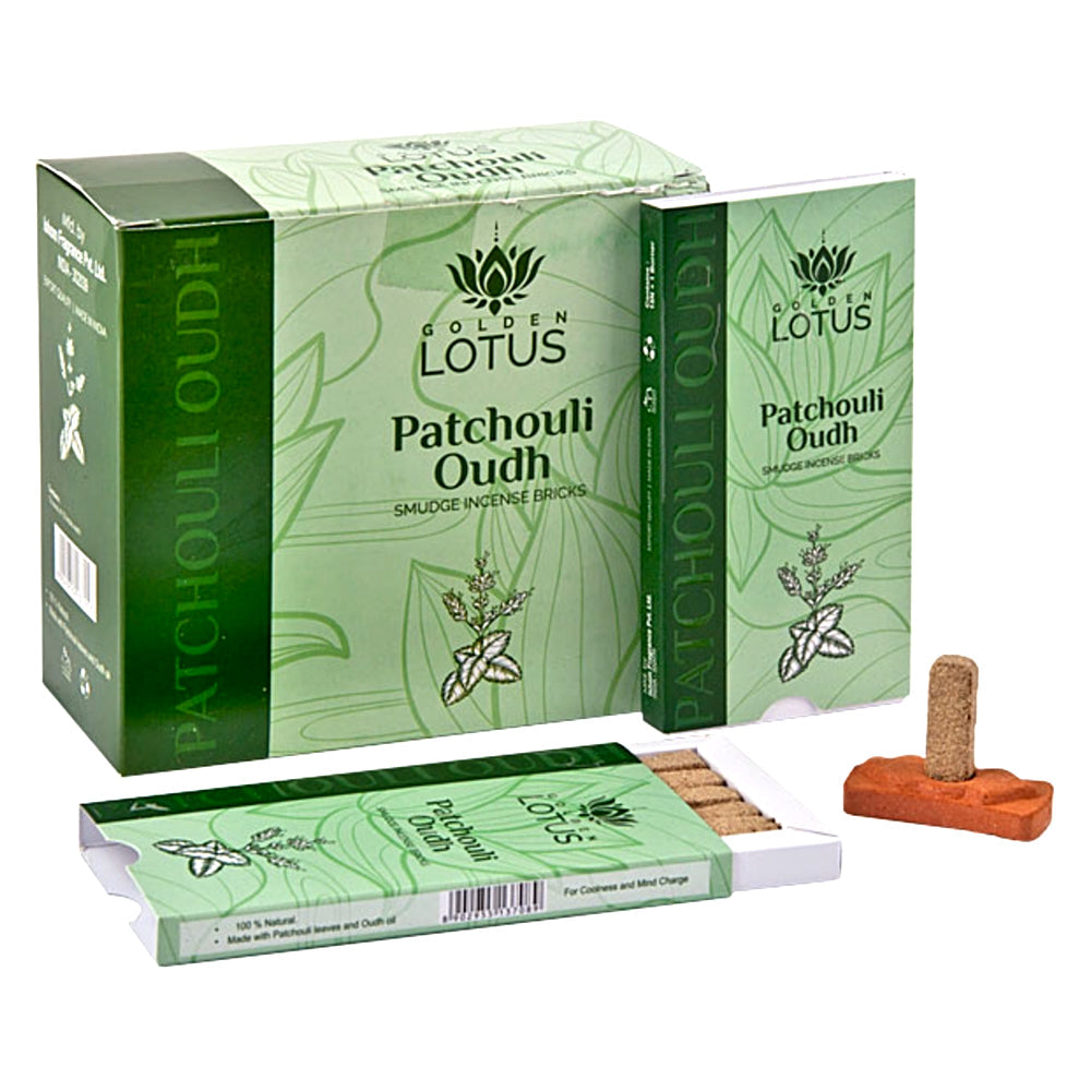 Golden Lotus Patchouli Oudh Smudge Incense Bricks