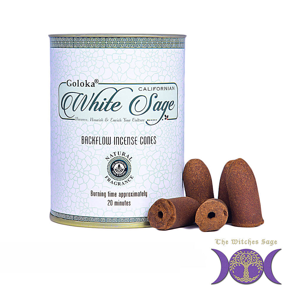 Goloka White Sage Backflow Incense Cones