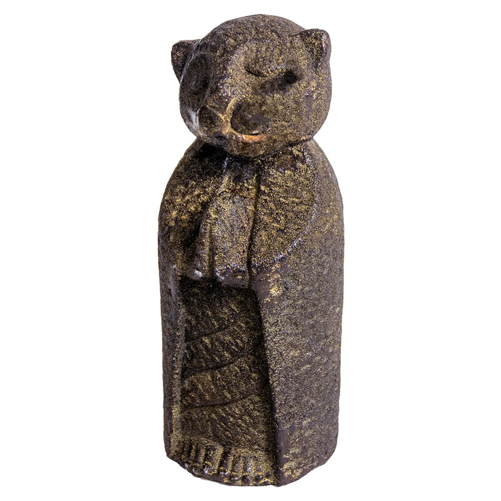 Jizo Cat Volcanic Stone Statue