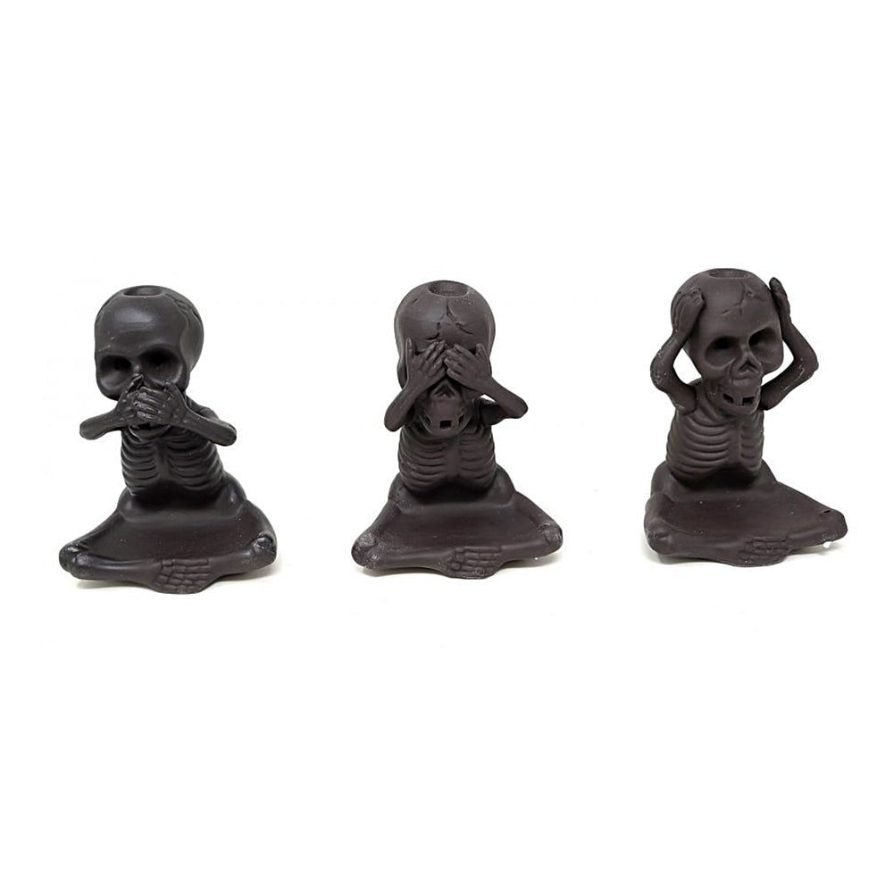 Skeleton Backflow Cone Burner - "See No Evil, Hear No Evil, Speak No Evil"