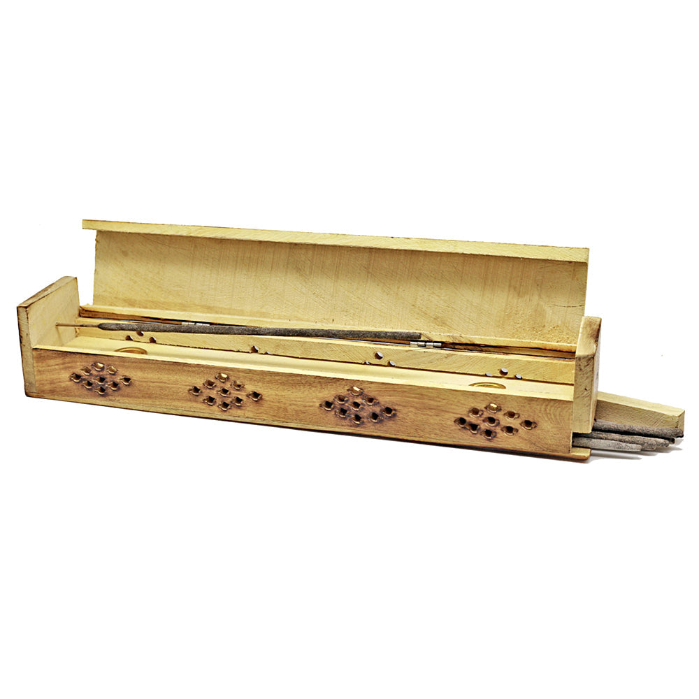 Sun and Moon Wooden Coffin Box Incense Burner