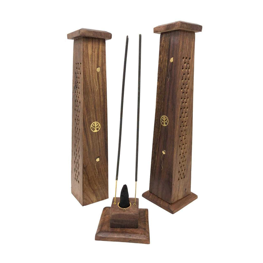 Tree of Life Wooden Tower Burner 12"
