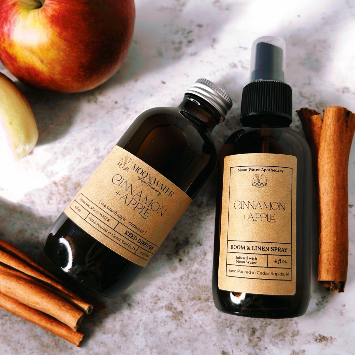 Cinnamon + Apple Room Spray & Reed Diffuser! -- by Moon Water Apothecary!