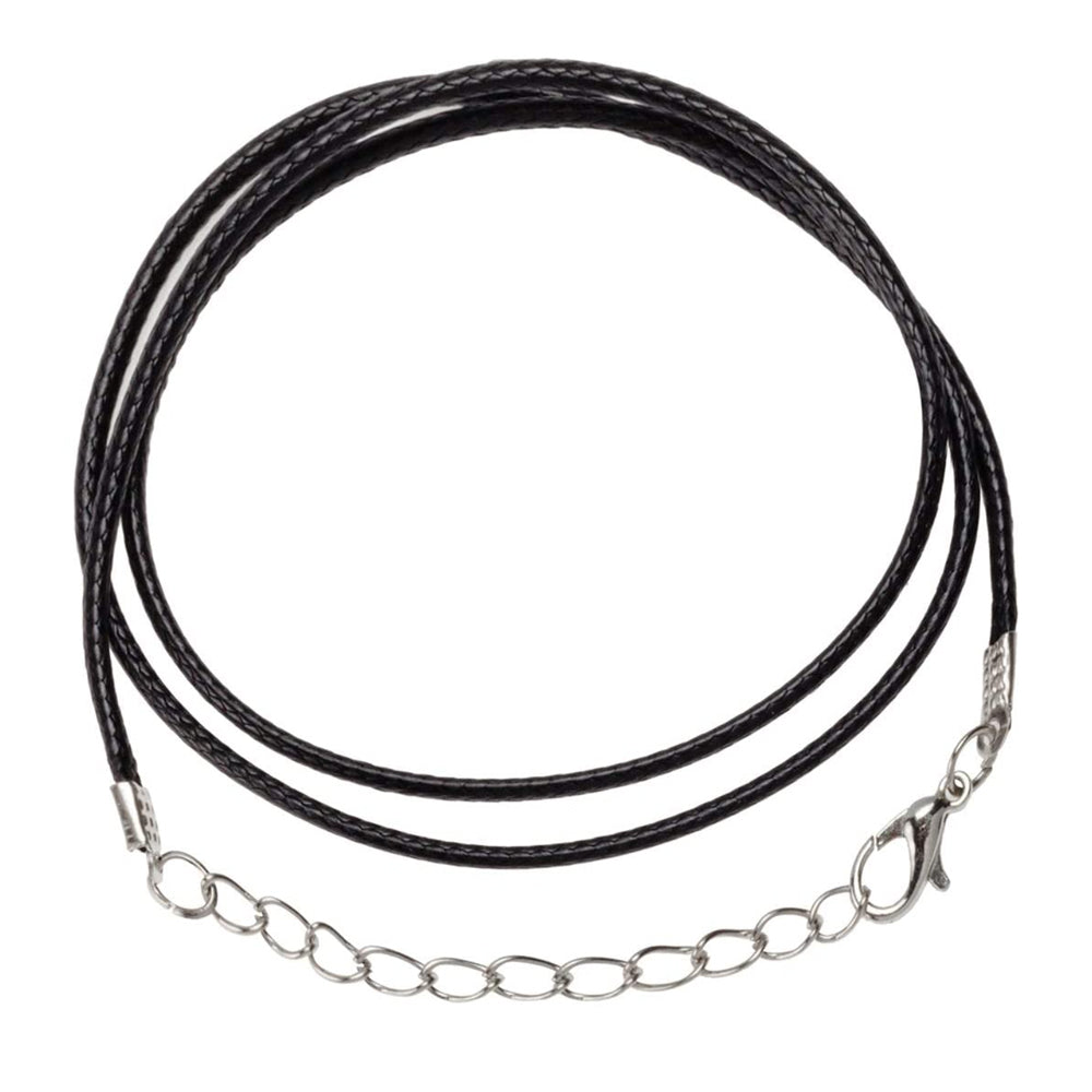 Black Braided Rope Necklace with Lobster Claw Clasp