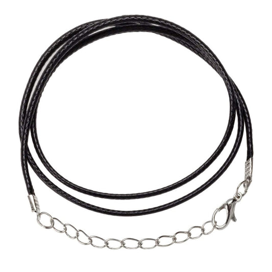 Black Braided Rope Necklace with Lobster Claw Clasp