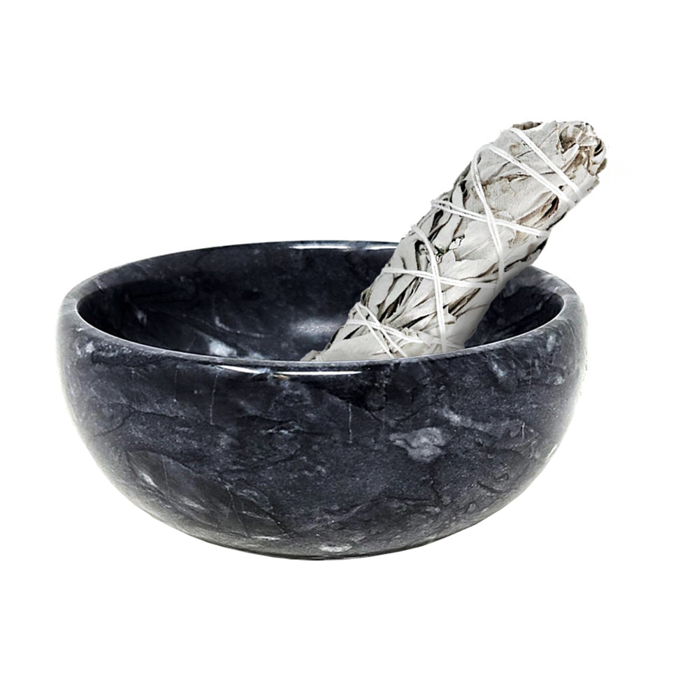 Black Marble Smudge Bowl 4"