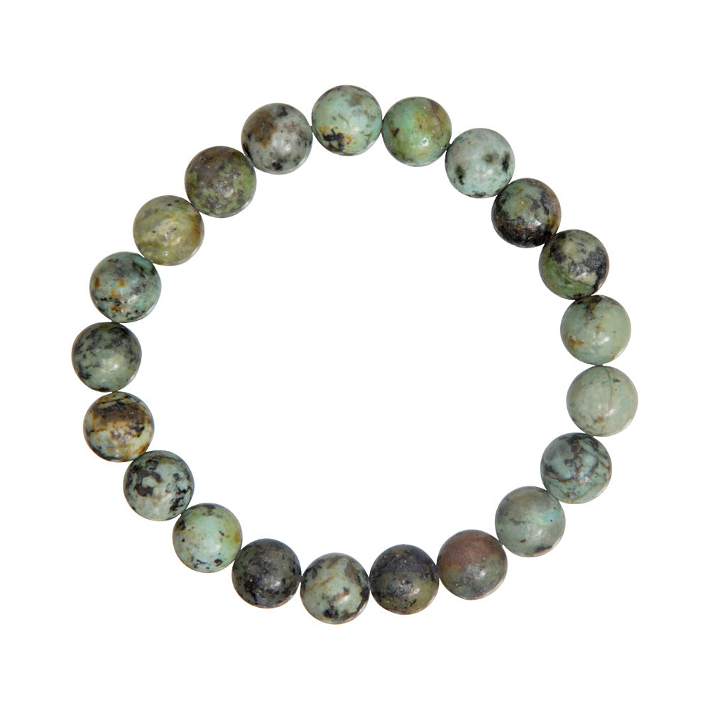 Elastic Bracelet 8mm Round Beads - African Turquoise