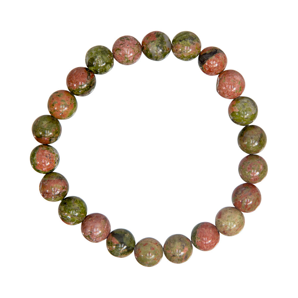 Elastic Bracelet 8mm Round Beads - Unakite