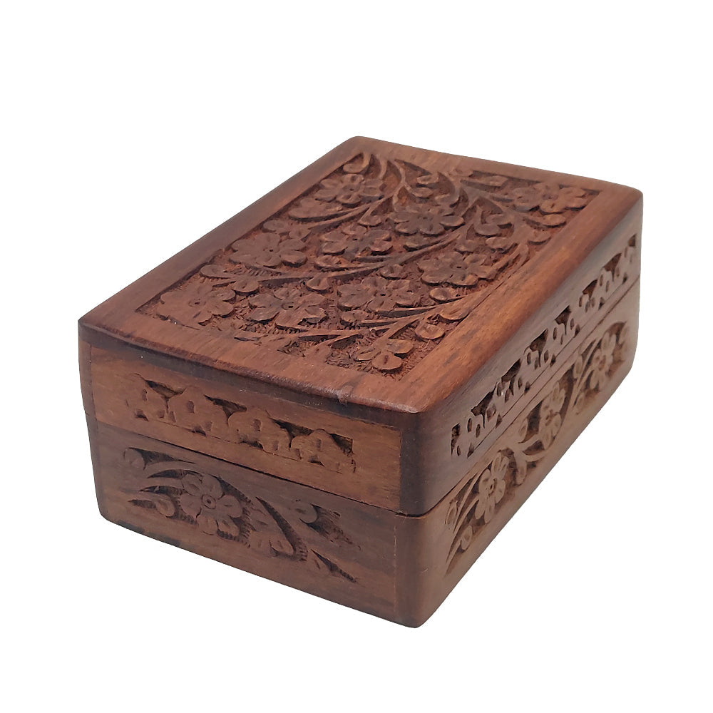 Floral Design Handcrafted Wooden Box 6" x 4"