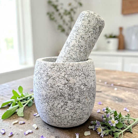 Grey Design Marble Mortar and Pestle 3.5"