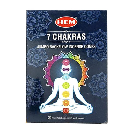 HEM 7 Chakra Jumbo Backflow Incense Cones