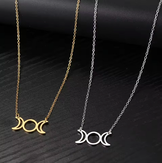 Triple Moon Goddess Necklace