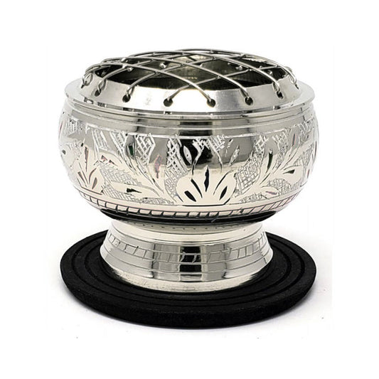 Silver finish Brass Screen Burner w/Coaster