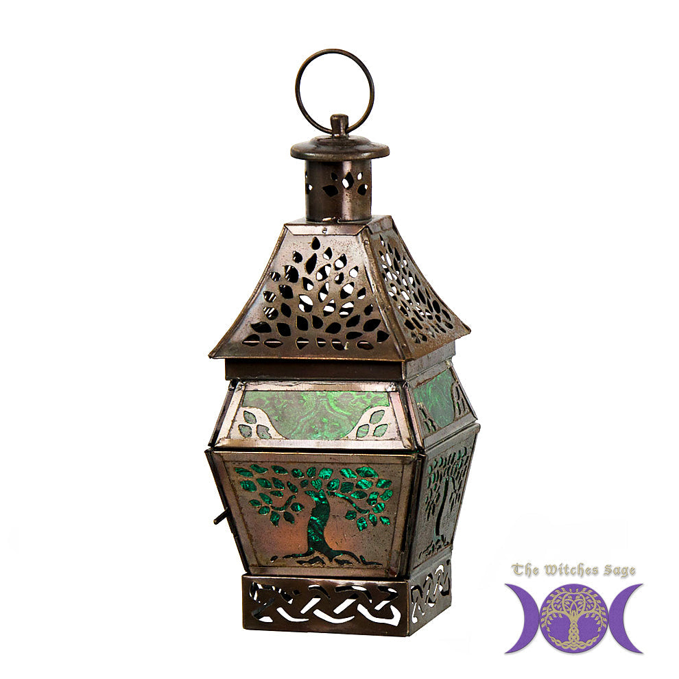 Tree of Life Glass & Metal Lantern