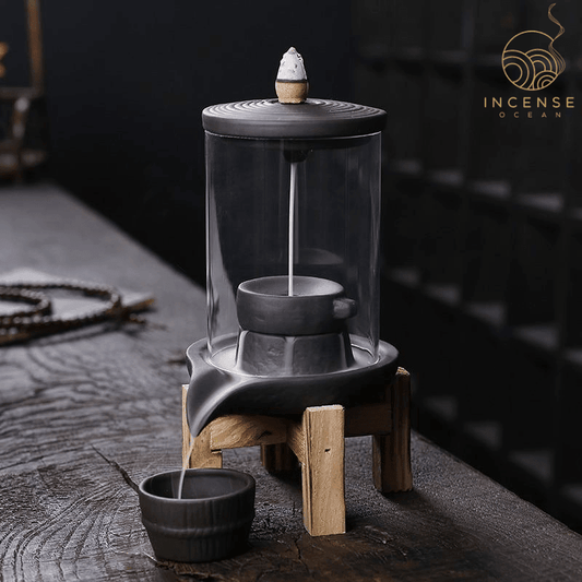 Ceramic Waterfall Incense Burner with Cover