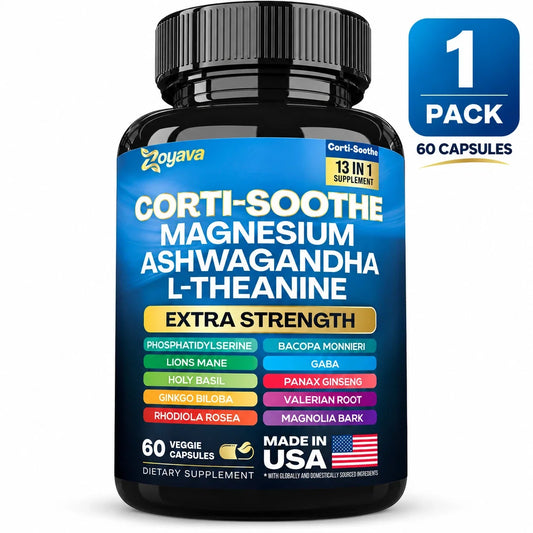 Zoyava Corti-Soothe Magnesium, Ashwagandha & L-Theanine – 60 Veggie Capsules
