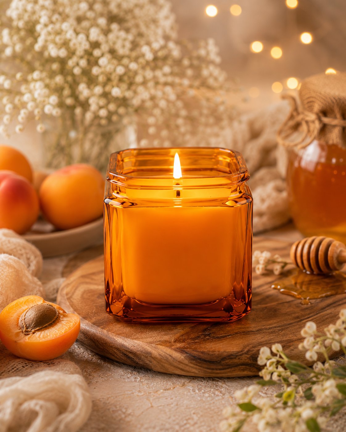 Honey Apricot Soy Candle | 8.5 oz | Moon Water Apothecary