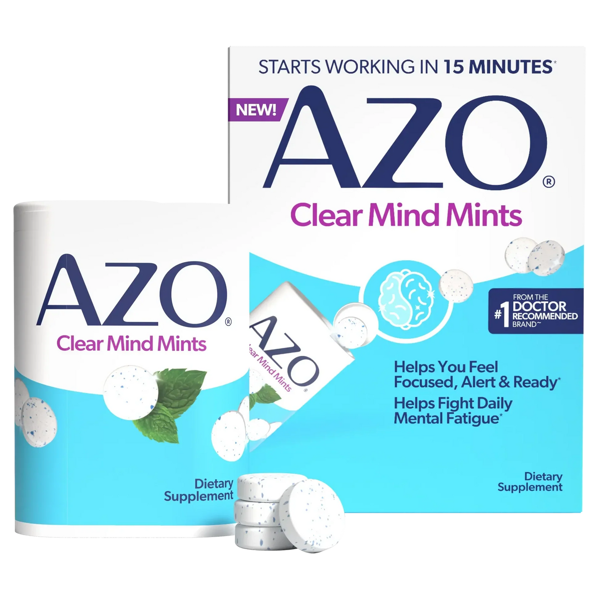 AZO Clear Mind Energy Mints, 30 Count